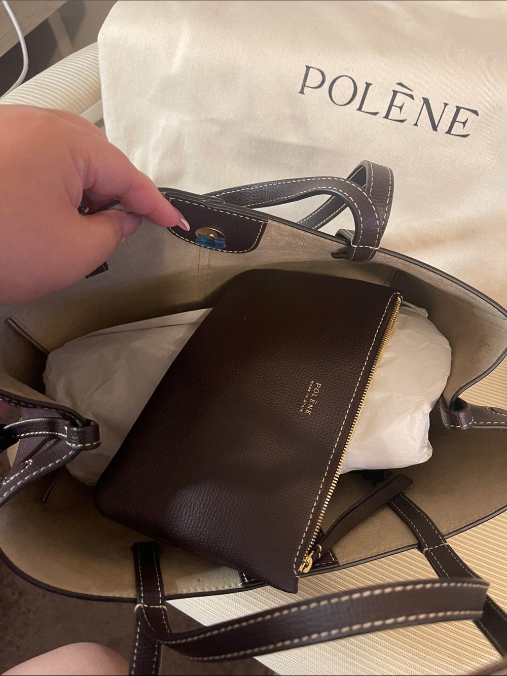 AUTHENTIC POLENE Cyme Mini EDITION TEXTURED EBONY BRAND NEW WITH BOX & DUSTBAG - Picture 7 of 7
